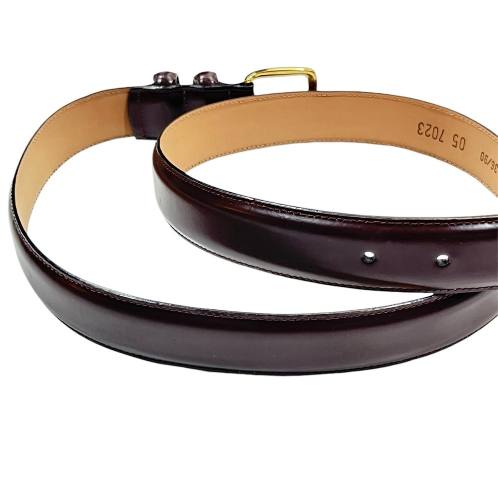 Made in Italy Brown Leather Belt Classic Gold Buckle Size 36 / 90 - Picture 3 of 8